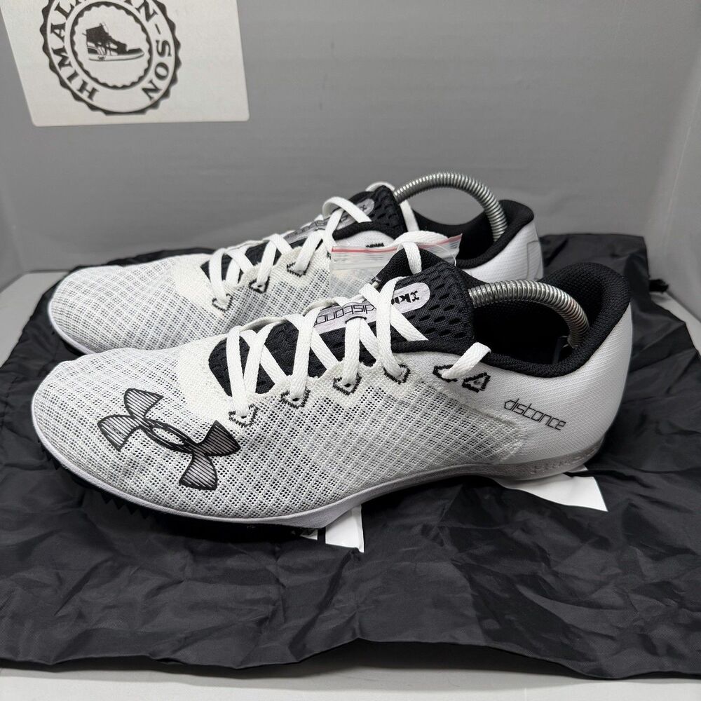 Under Armour Kick Distance 4 Track White 3025460-100 Men Size 10.5 W Bag/spikes